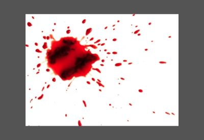 Image shows a mock up of blood splatter against a white background