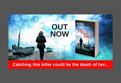 Image shows the background of the book cover for Hell to Pay with the text out now