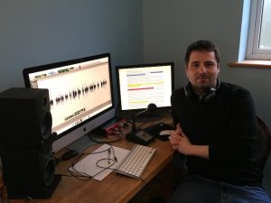 Arran from Audio Factory working in the studio (landscape)