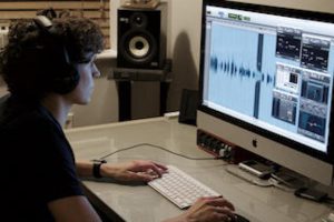Producer Dave in the audiobook studio