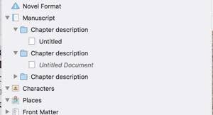 Scrivener screenshot showing folder layout