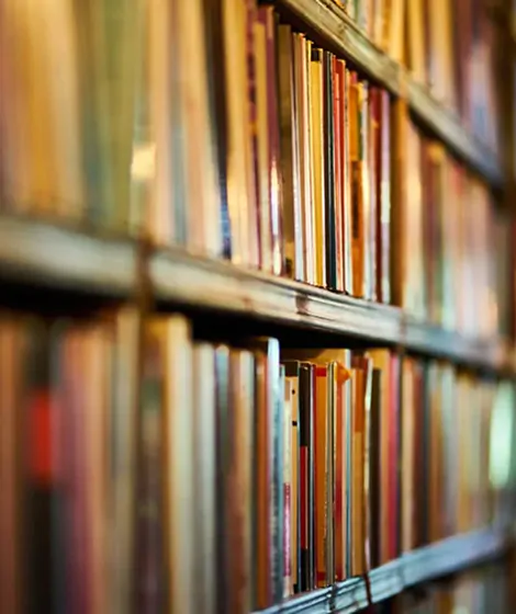 books in library rack