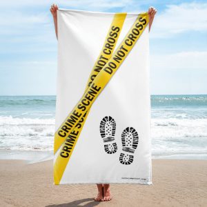 Branded white beach towel