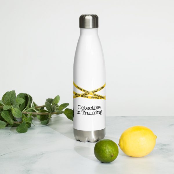 Branded white stainless steel water bottle