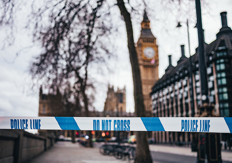 Photo of London England and Police Line Tape