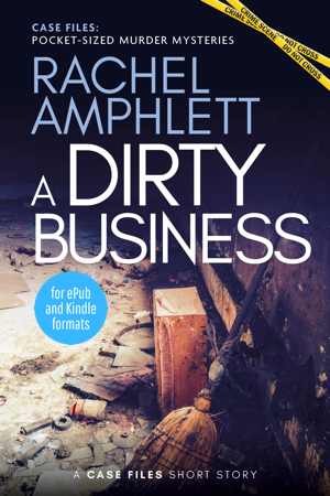 Cover for A Dirty Business showing a dirty concrete floor and a wooden broom catching the light 300x450px
