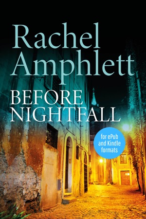 Cover for Before Nightfall showing a shadowy cobbled alleyway at night with a shop sticker on the front for ePub and Kindle format