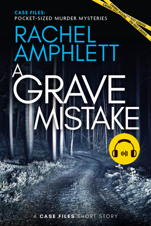A Grave Mistake audiobook cover showing a wintery track through a dark forest