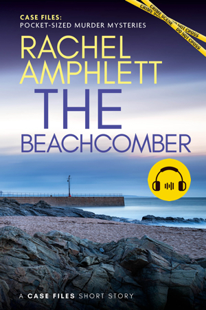 The Beachcomber audiobook showing a stormy Cornish beach in autumn