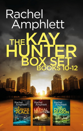 The Kay Hunter Box Set Books 10-12 Cover showing a metropolitan city skyline at sunset